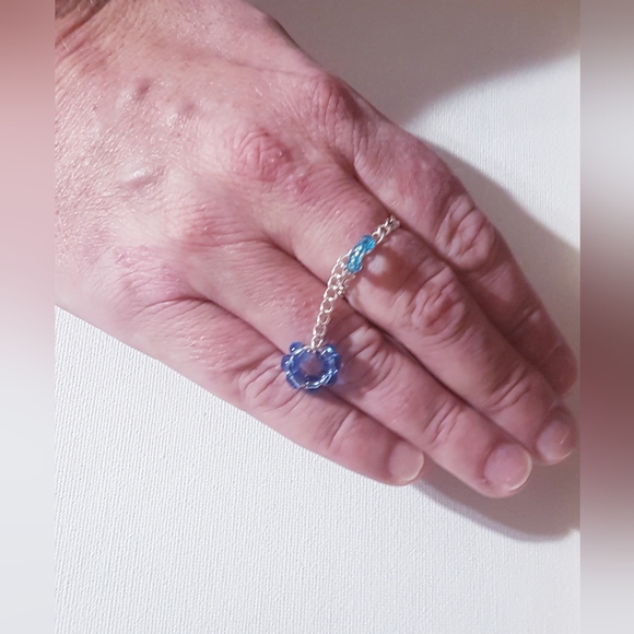 Blue Floatie Ring Dangling Handmade Jewelry NEW s9-10 - Picture 5 of 15